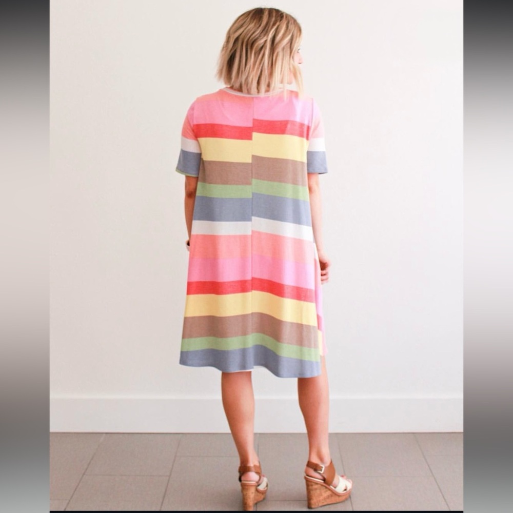 NWT JODIFL Colorful Rainbow Striped Mini Swing Dress - Picture 2 of 7